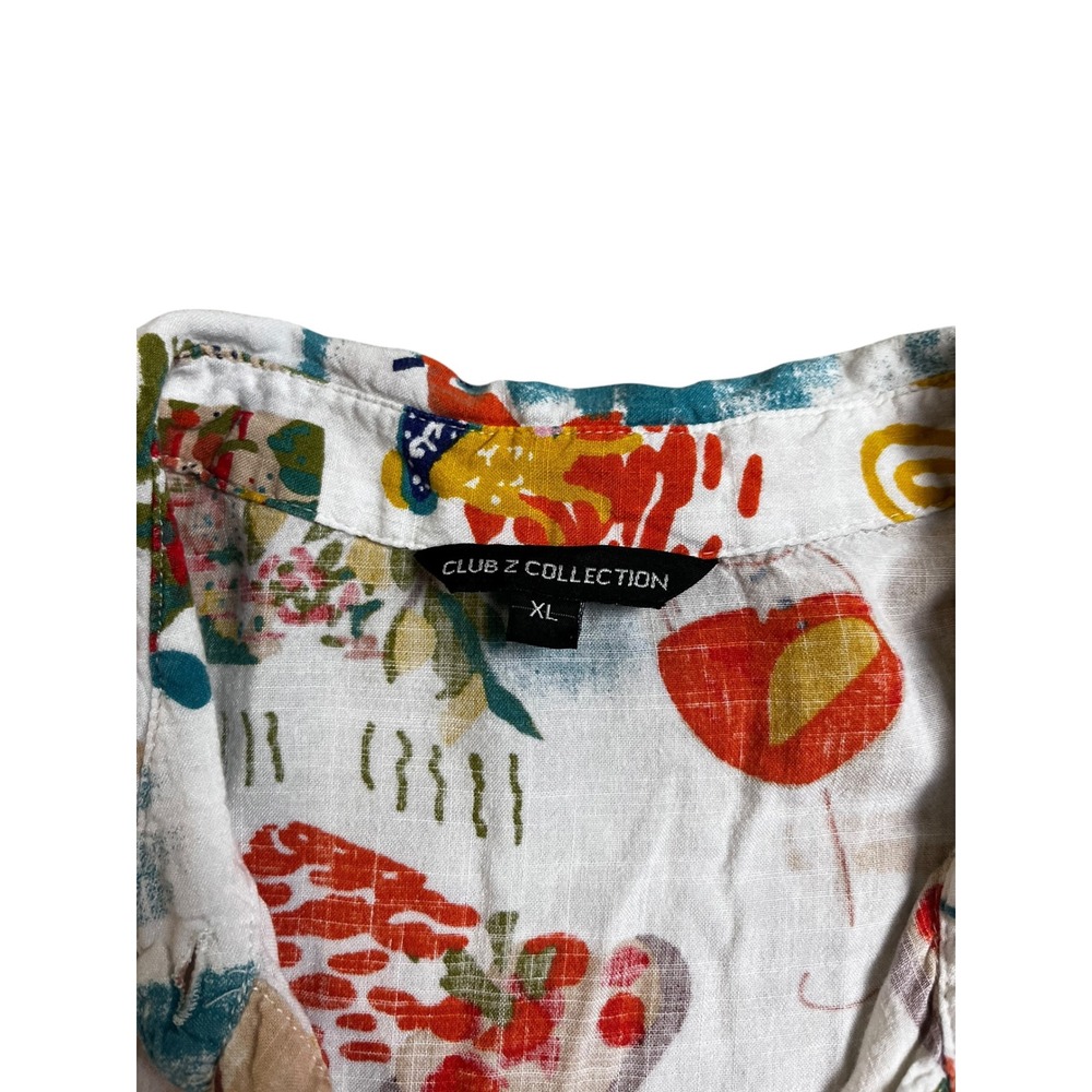 Club Z Collection Amalfi Coast Postcard Print Shirt Cropped Rayon Resortwear XL - Picture 3 of 8
